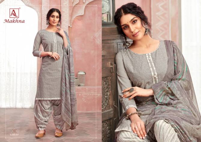 Alok Makhna Latest fancy Casual Wear Designer Pure Cotton Chikan Work with Stitched Tie Punjabi Style Dress Material Collection
