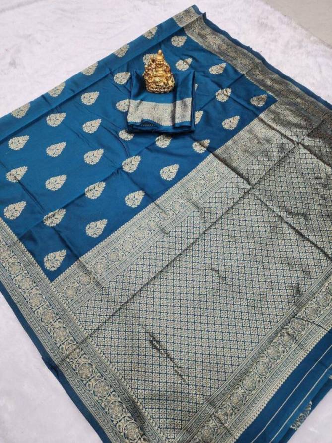 MF 1050 Navy Soft Lichi Silk Wholesale Saree Suppliers In Mumbai