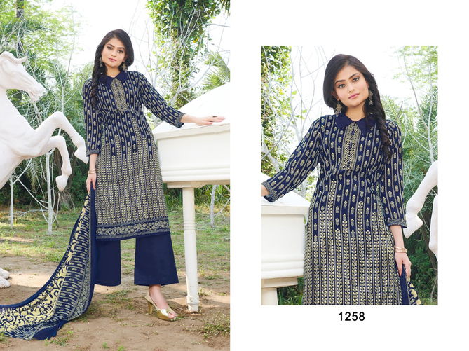 Bipson Kyraa Blue Cotton Slub Latest Fancy Regular Wear Dress Material Collection 