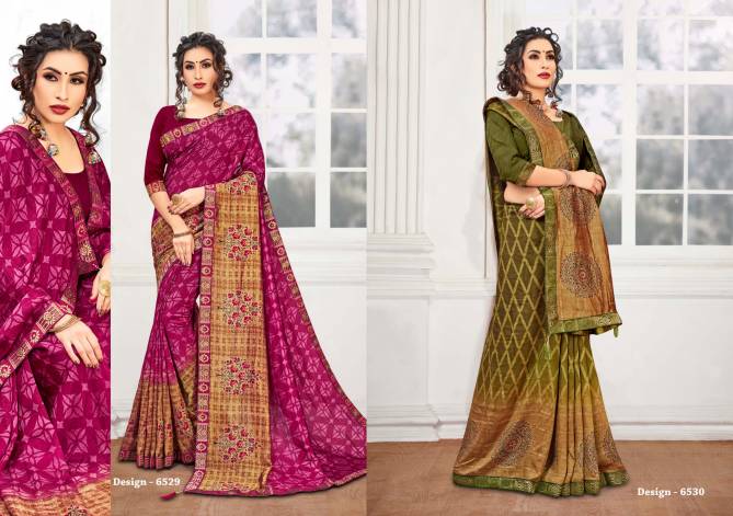 Khusboo 8 Latest Fancy Designer Regular Wear Vichitra Silk Printed Sarees Collection
