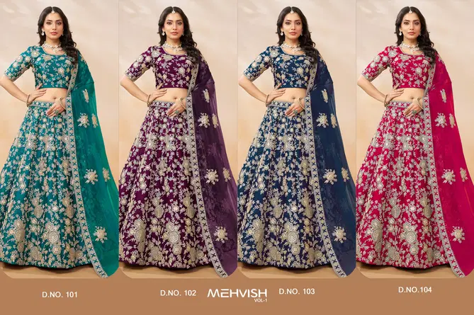 Mehvish Vol 1 Art Silk Wedding Wear Lehenga Choli Wholesalers In India