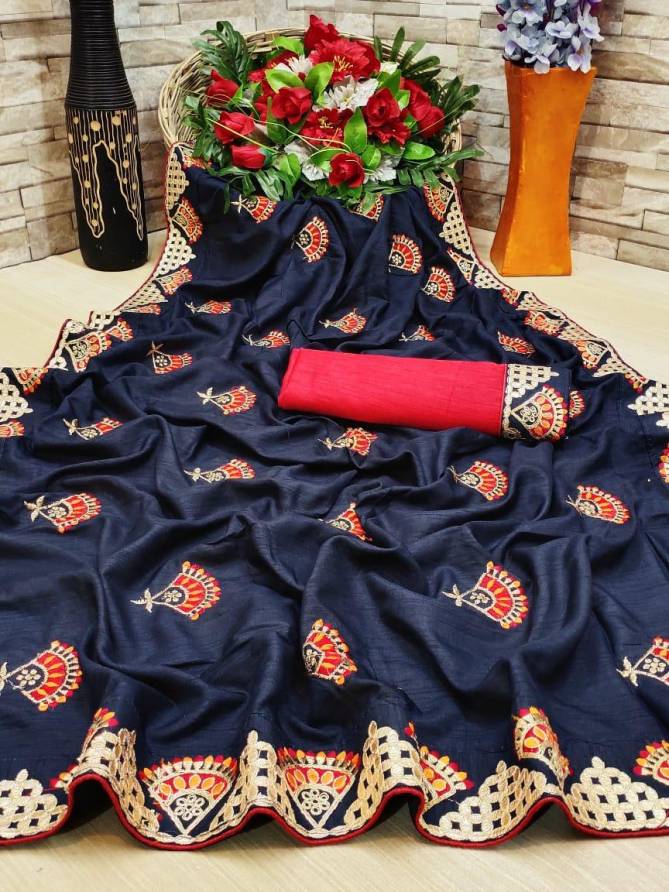 Presenting New Bridal Saree for New Occasion Traditional Ethnic Love Pure Dolla Silk Fabric With Design Embroidered Coding Gotta Patti Work