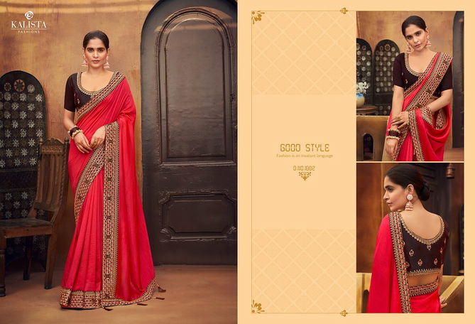 Kalista Alisha Latest Fancy Designer Festive Wear Embroidery Worked vichitra silk Sarees Collection
