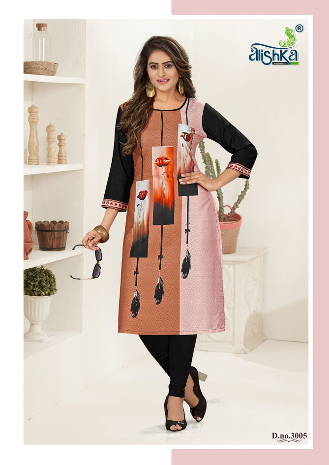 Alishka Beliza 3 New Designer Printed Rayon And Crape Kurtis Collection 