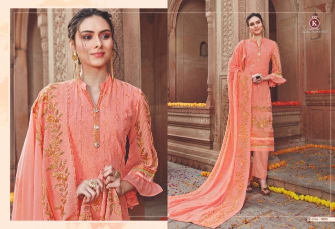 Kala Milan Designer Fancy Wedding Wear Georgette Worked Top With Four Side Less Dupatta Dress Material Collection
