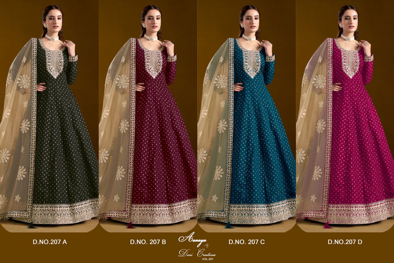 Aanaya Vol 207 By Dani Chanderi Butti Salwar Suit Orders In India