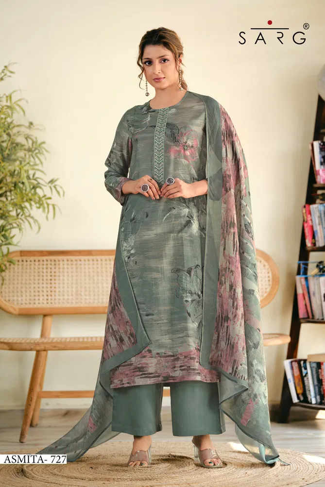 Asmita By Sarg Muslin Silk Digital Printed Dress Material Wholesale In India