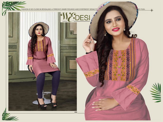 Aagya Wedesi 2 Fancy Casual Wear Designer Rayon Kurti Collection
