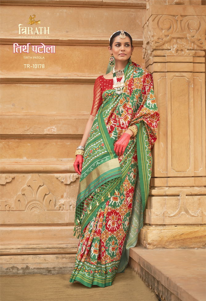 Tirth Patola By Trirath Silk Printed Wedding Wear Sarees Wholesale In India