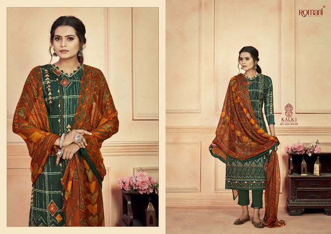 Romani Kalki Fancy Designer Ethnic Wear Jam Cotton Printed Dress Material Collection