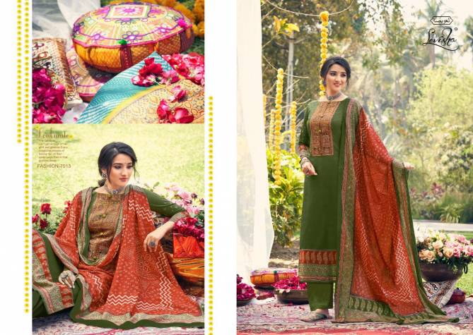 Levisha Parnika Exclusive Bandhej Designer Heavy Embroidery Dress Material Collection
