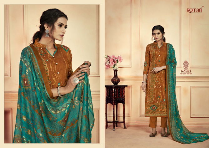 Romani Kalki Fancy Designer Ethnic Wear Jam Cotton Printed Dress Material Collection