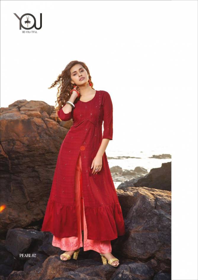 You Pearl Latest Fancy Ethnic Wear Rayon Kurtis With Bottom Collection