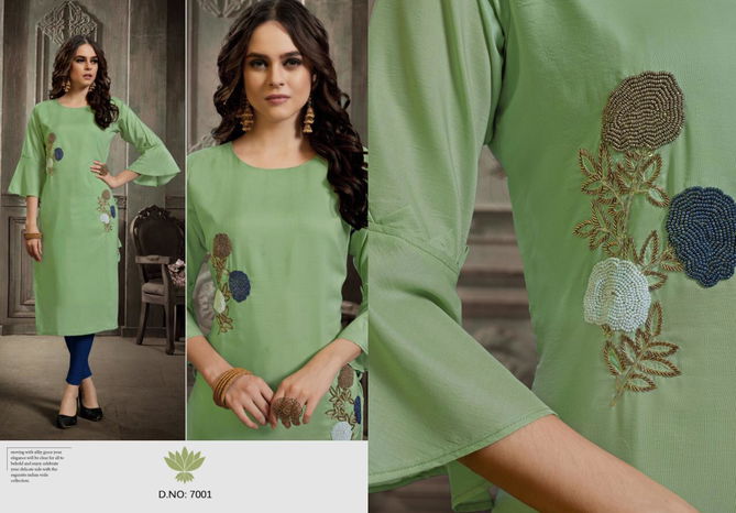 Amaaya Dazzle Latest Designer Embroidery Work Kurti Masleen Collection
