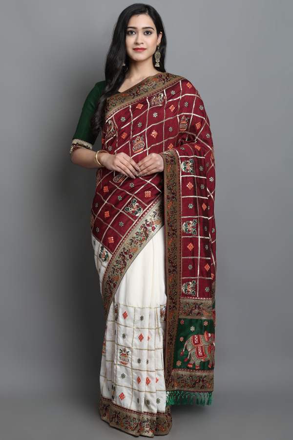 Sakhiya Kanika 101 To 105 Series Latest fancy Designer Festive Wear  Heavy Soft Silk Bandhej Saree Collection
