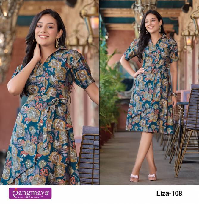 Rangmaya Liza Model Print Short Party Wear Kurti Catalog
