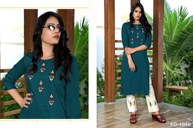 Fg Krisha 12 Latest Fancy Ethnic Wear Maska Lining Silk With Embroidery Hand Work Kurti With Bottom Collection
