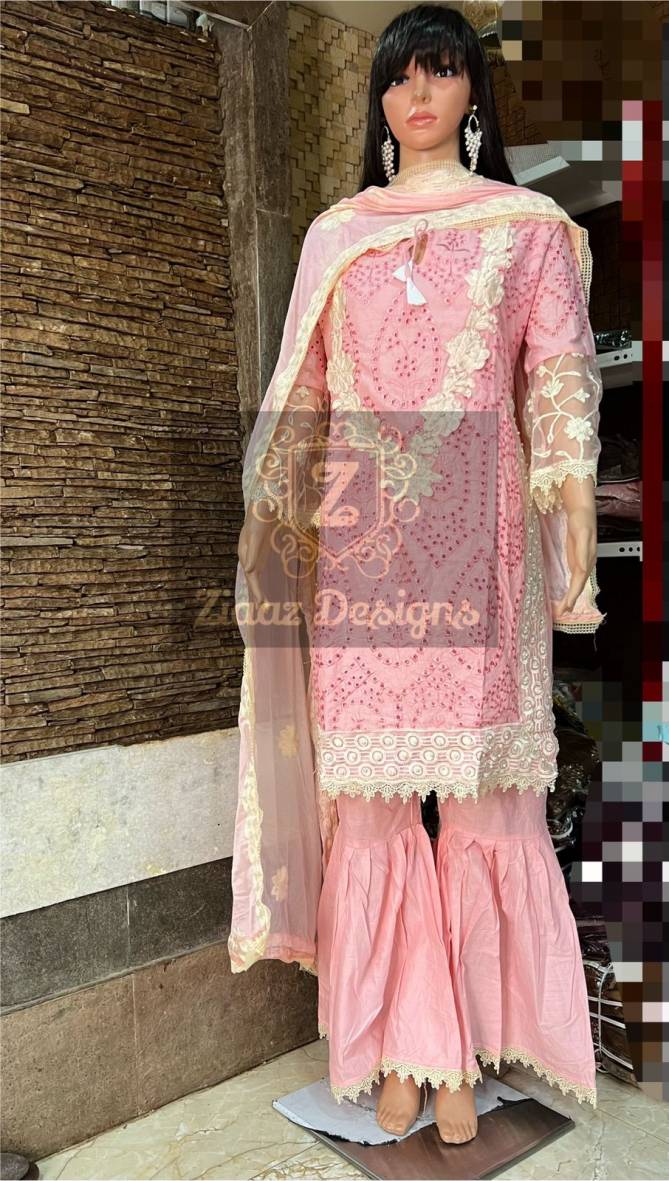Ziaaz Designs Schiffli 8 Fancy Festive Wear Embroidery Work Designer Salwar Kameez Collection