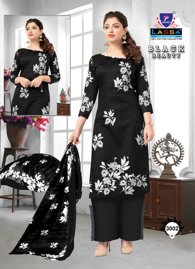 Arihant Lassa Black Beauty Printed Cotton Fancy Casual Wear Dress Material Collection
