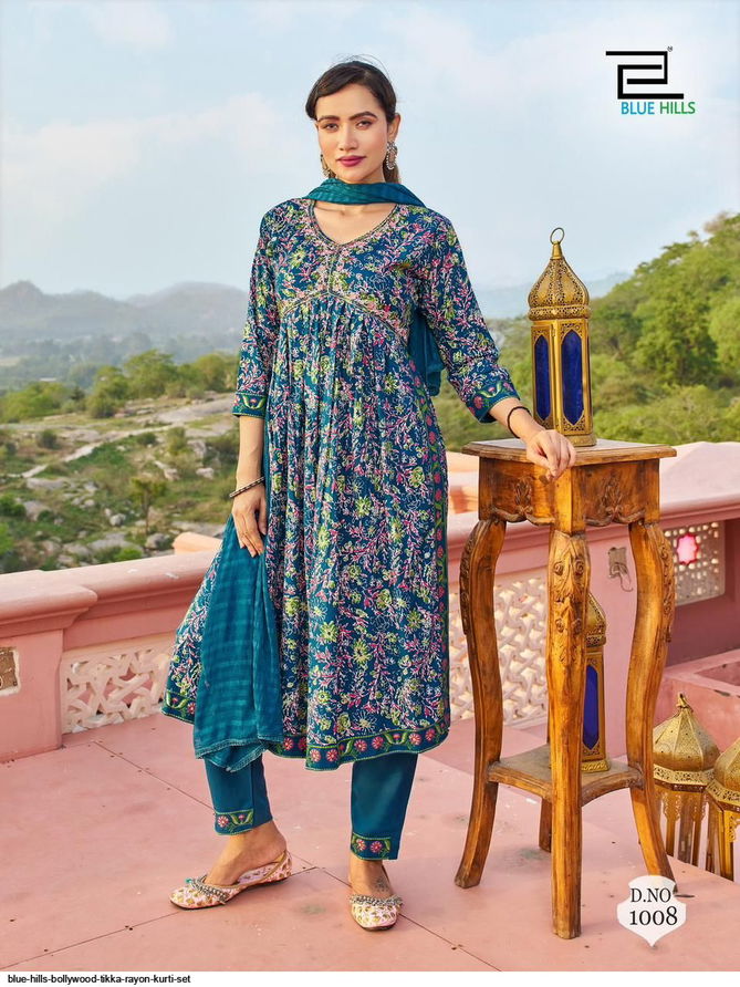 Bollywood Tika Blue Hills Designer partywear kurtis with dupatta