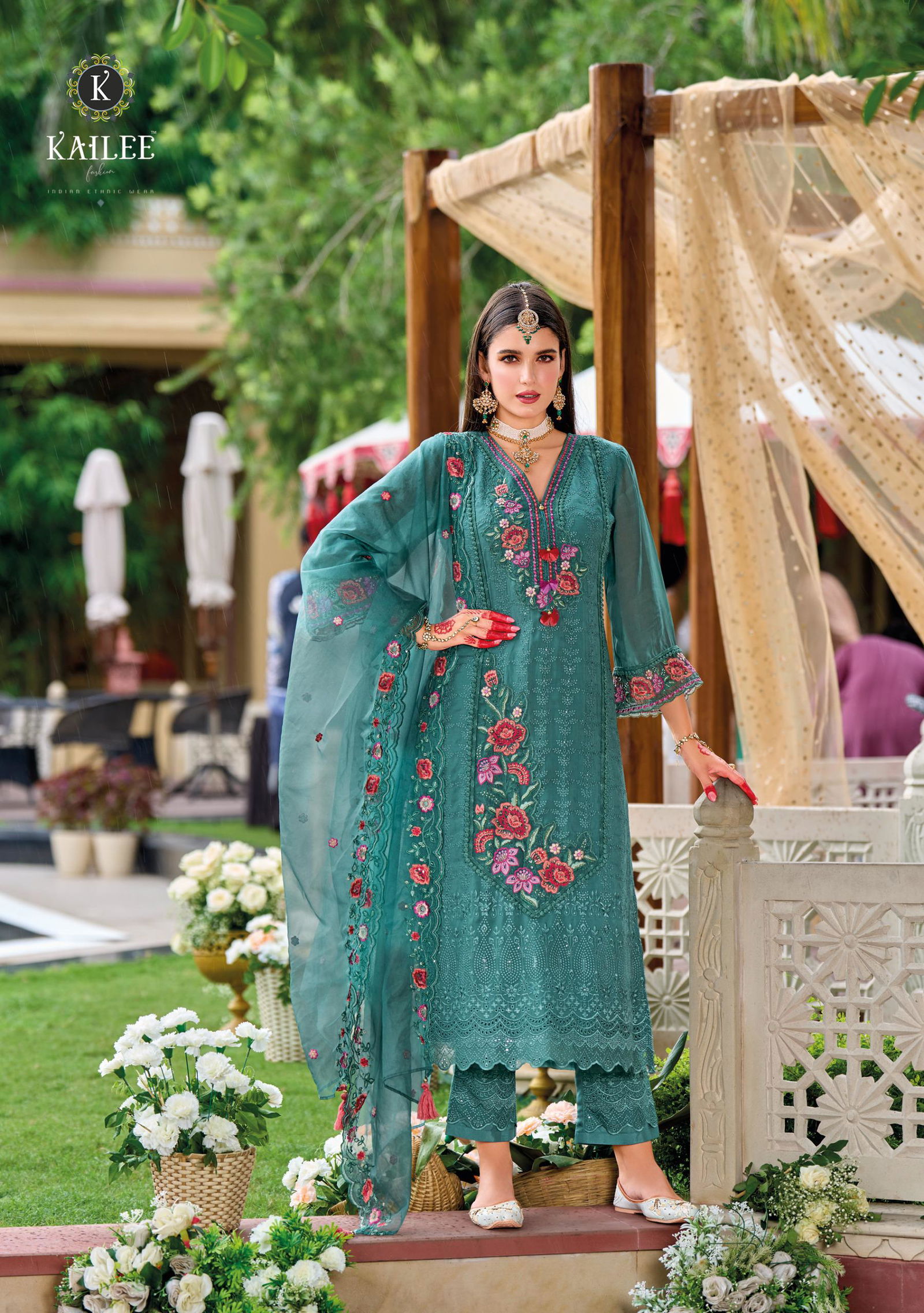 Alfaz By Kailee Viscose Organza Kurti With Bottom Dupatta Exporters In India