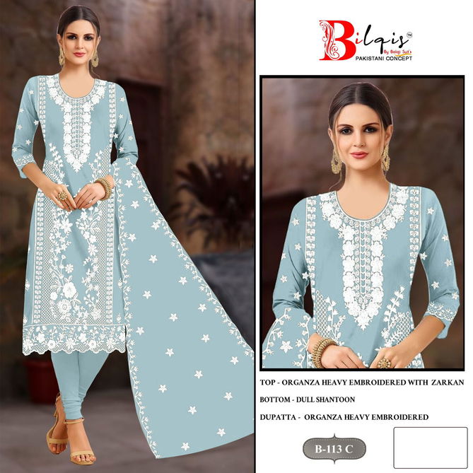 Bilqis B 113 A To D Pakistani Salwar Kameez Wholesalers In Delhi