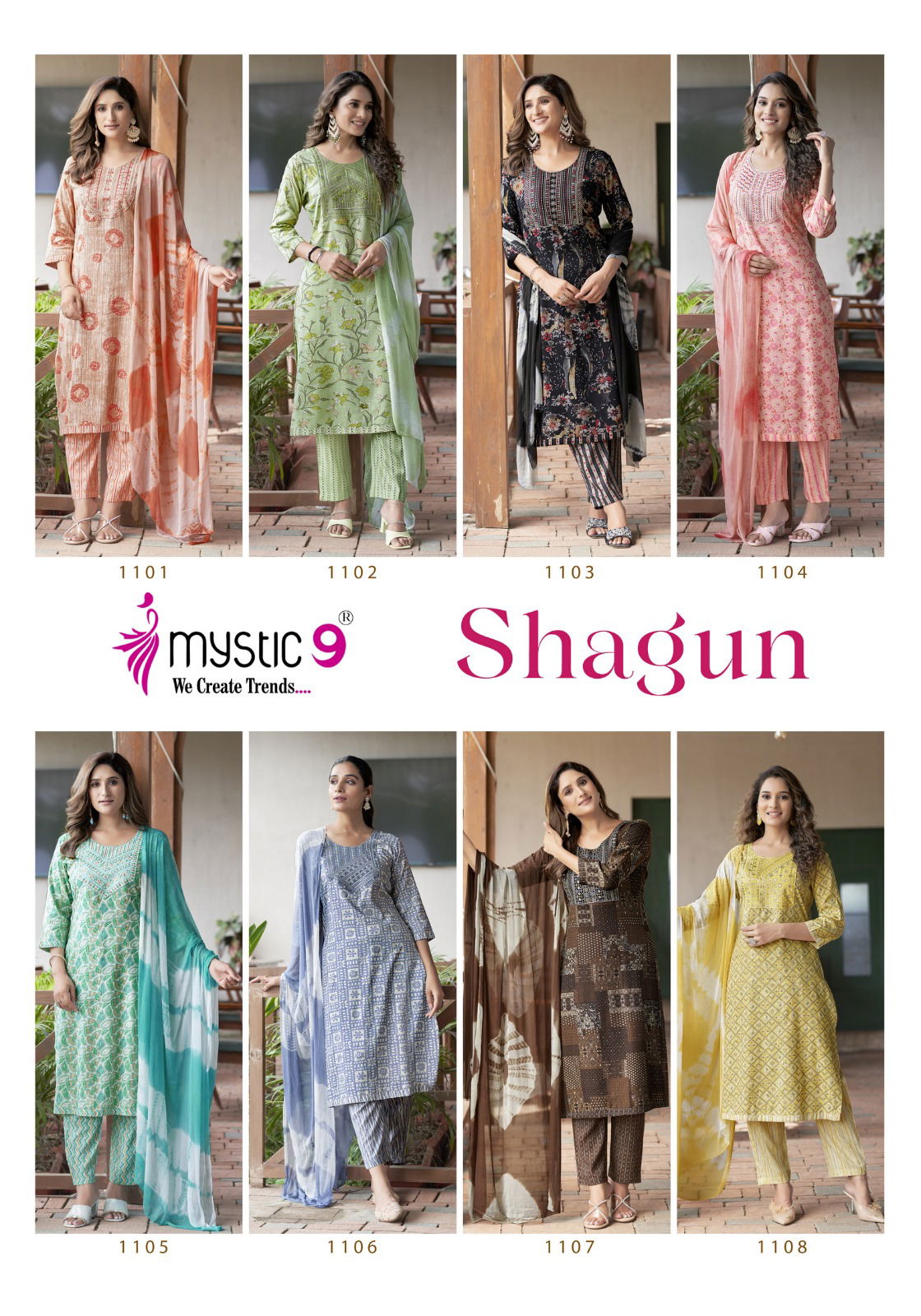 Shagun Vol 11 By Mystic 9 Rayon Kurti With Bottom Dupatta Orders In India