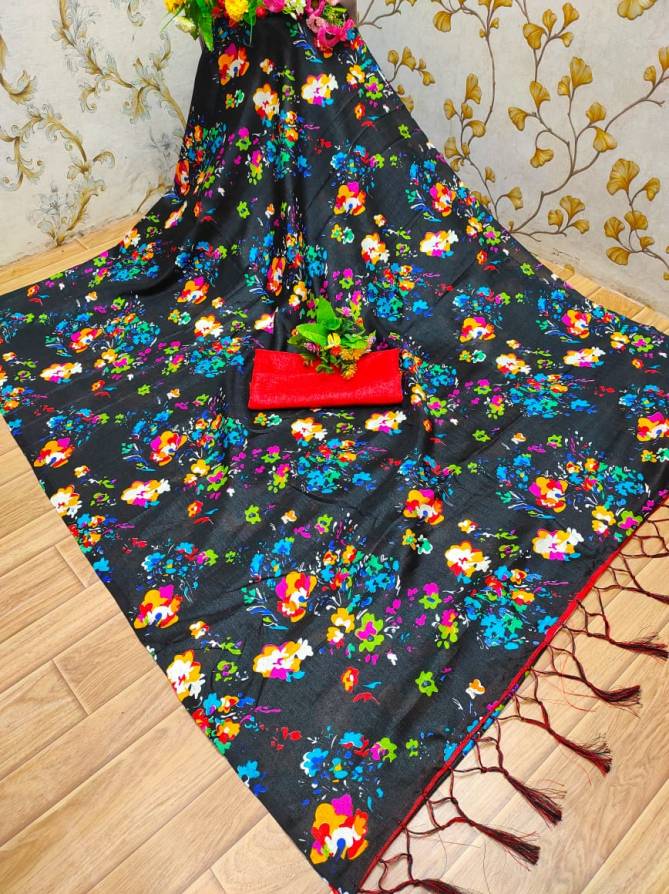 LAXMI PRIYA JOSHA VOL-1 Latest Designer Regular Wear Silk With Full Jomtrical Flower Test Printed  Saree Collection