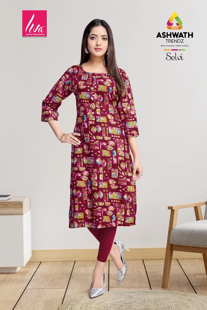 2 Selvi Ultra Premium Rayon Foil Printed Kurti Wholesalers In Delhi