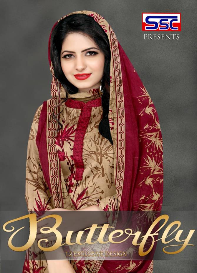 Ssc Butterfly Casual Daily Wear Cotton Printed Designer Dress Material Collection
