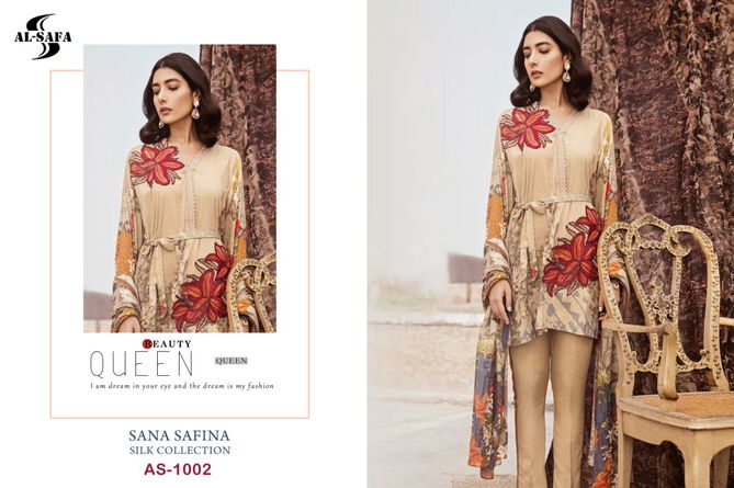 Al Safa Sana Safinaz 5 Latest Fancy Designer Japan Stain Silk Digital Print With Embroidery Pakistani Salwar Suits Collection
