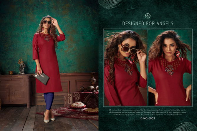 Nitisha Viva 6 Latest fancy Designer Casual Wear Long Heavy Soft Cotton Slub With Embroidery Work Kurtis Collection
