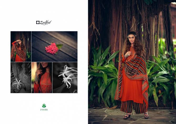 Zulfat Sohini 3 Pure Pashmina Casual Wear Printed with Kashmiri Embroidery Designer Dress Material

