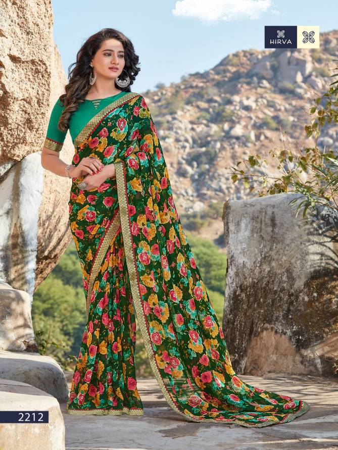 Hirva Flowery Casual Wear Printed Georgette Saree Collection
