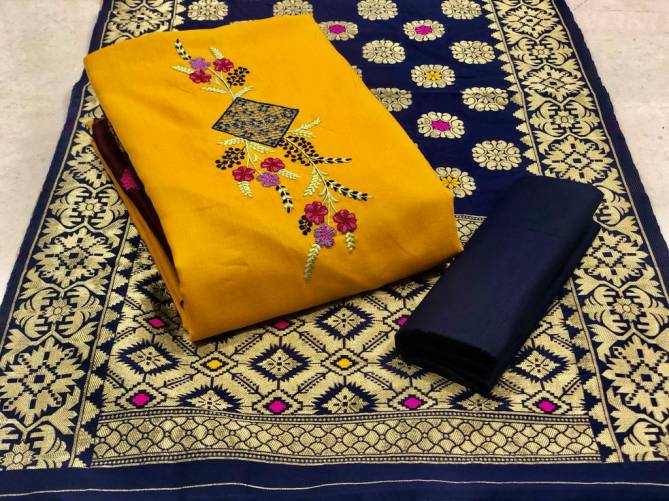 Femina 2 Fancy Designer Casual Wear Cotton With Banarasi Jacquard Dupatta Dress Materials Collection

