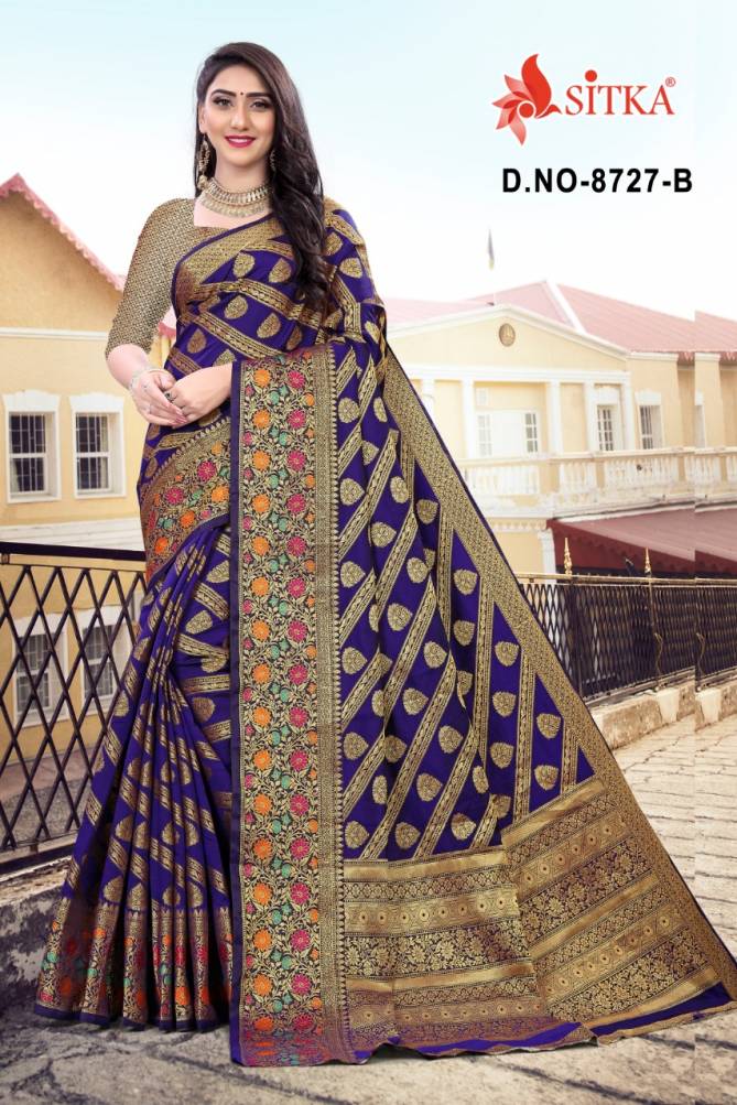 Special Day 8727 Latest Designer Wedding Wear Heavy Cotton Silk Sarees Collection

