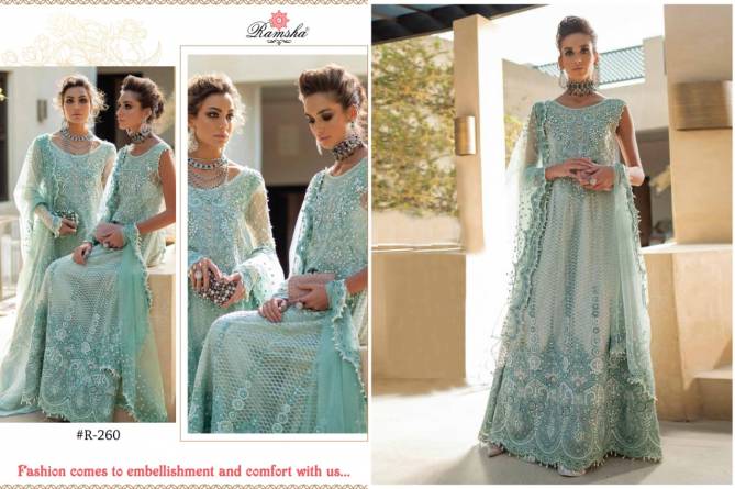 Ramsha Mushq Latest Heavy Wedding Wear Heavy Net With Full Embroidery And Diamond Work Pakistani Salwar Suits Collection
