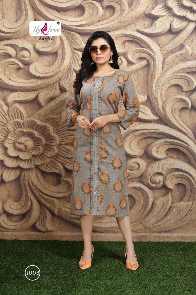 Fly Free Ranjhana Fancy Ethnic Wear Cotton Printed Anarkali Kurti Collection