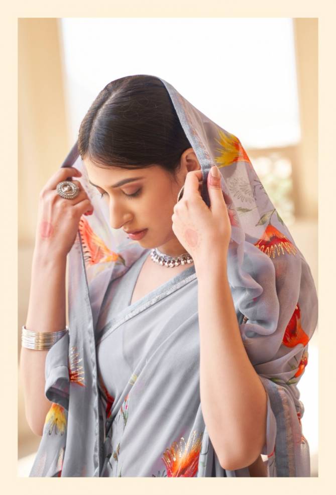 KASHVI NALANDA Fancy Casual Wear Georgette With Foil Printed Saree Collection