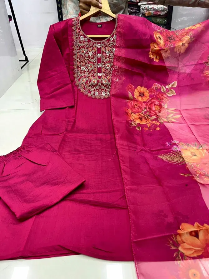 Vt Designer Roman Silk Kurti With Bottom Dupatta Suppliers In India