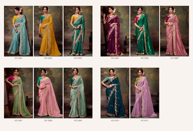 Naveli By Kimora Tissue Organza Weddding Wear Saree Suppliers In India