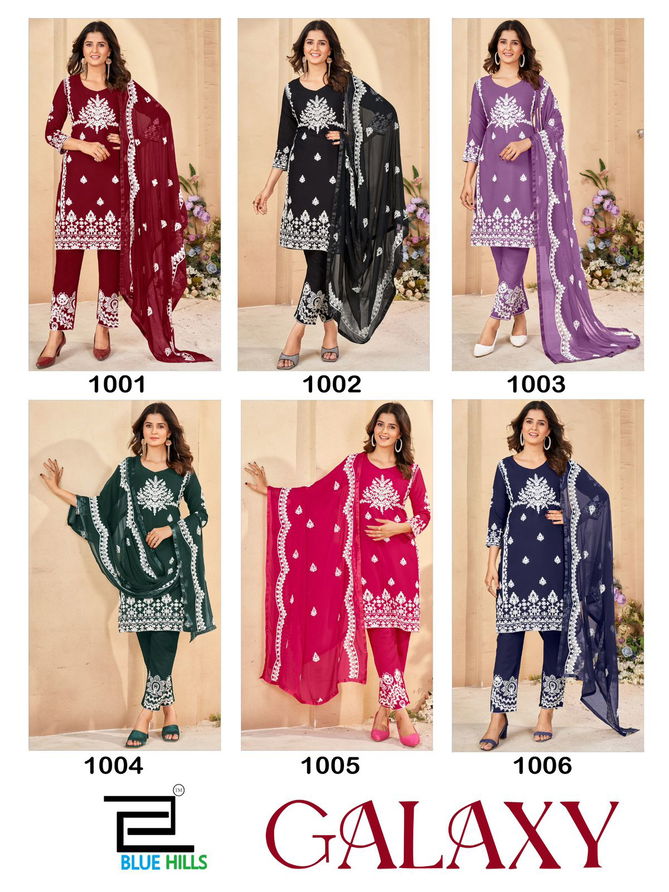 Galaxy By Blue Hills Rayon Embroidery Designer Kurti With Bottom Dupatta Wholesale Online