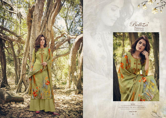 Belliza Layla Festive Wear Heavy Jam Cotton Satin Digital Print with Beautiful Fancy Embroidery work  Dress Materials Collection