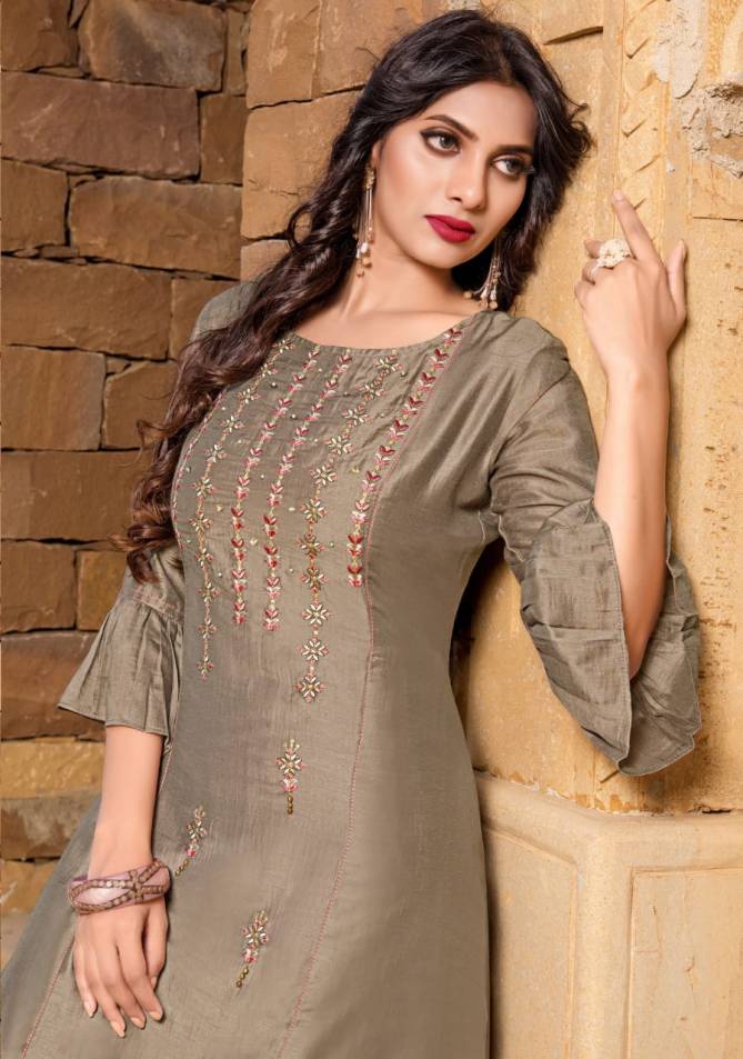 YAMI RESHAMI VOL-2 Latest Fancy Festive Wear Viscos Embroidery Work Kurtis With palazzo Collection