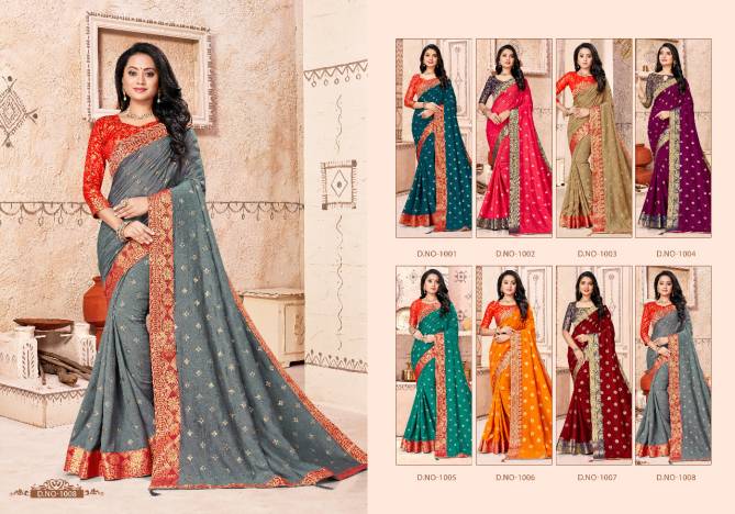 Ronisha Jagnoori Latest Designer Festive Wear Wedding Wear Foil Printed Designer Silk Saree Collection