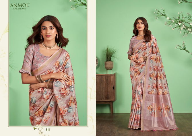 Tulip Vol 6 By Anmol Jute Silk Printed Sarees Catalog