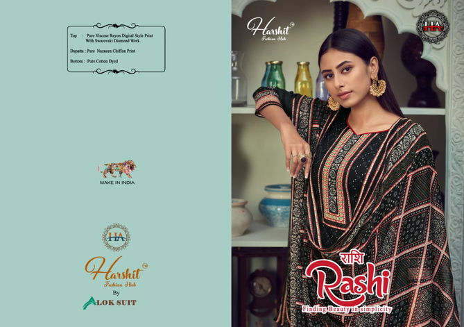 Harshit Rashi Viscose Latest Fancy Casual Wear Pure Viscose Rayon Digital Style Print with Swarovski Diamond Work Designer Dress Material Collection
