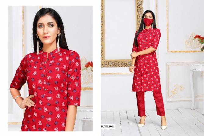 Coffee Bites 2 Casual Wear Rayon Printed Kurti  With Bottom With Mask Collection