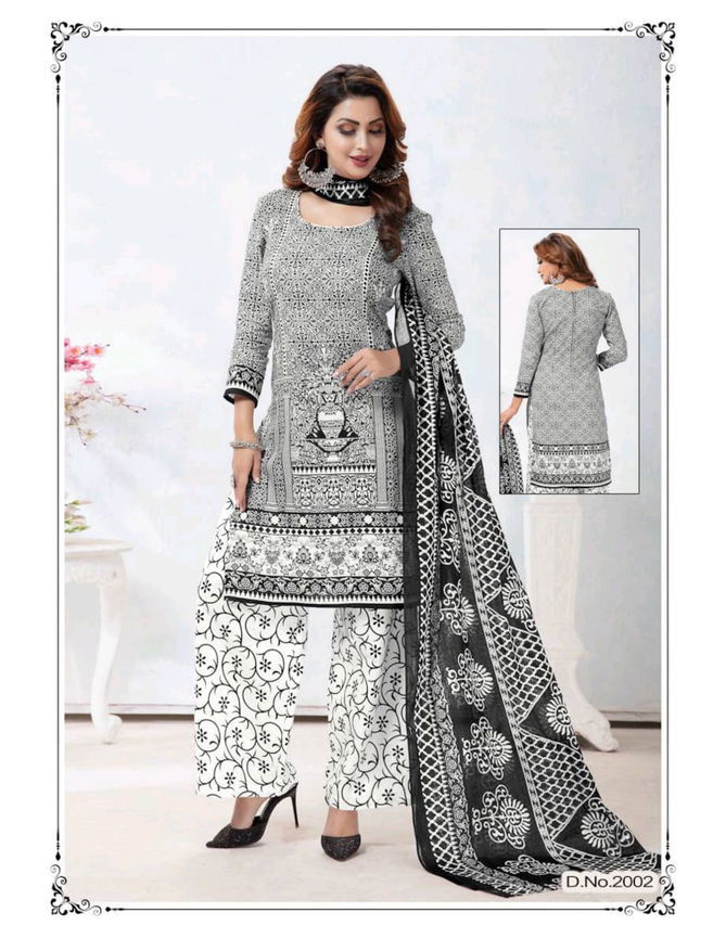 Meenaxi Black Queen Vol-2 Latest Fancy Designer Black And White Heavy Cotton Print Dress Material Collection