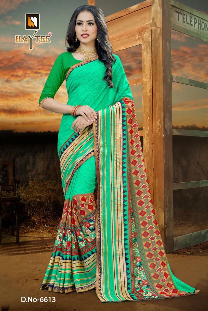 Haytee Fuzzy 20 Latest Rennial Printed With Border daily wear Saree Collection 